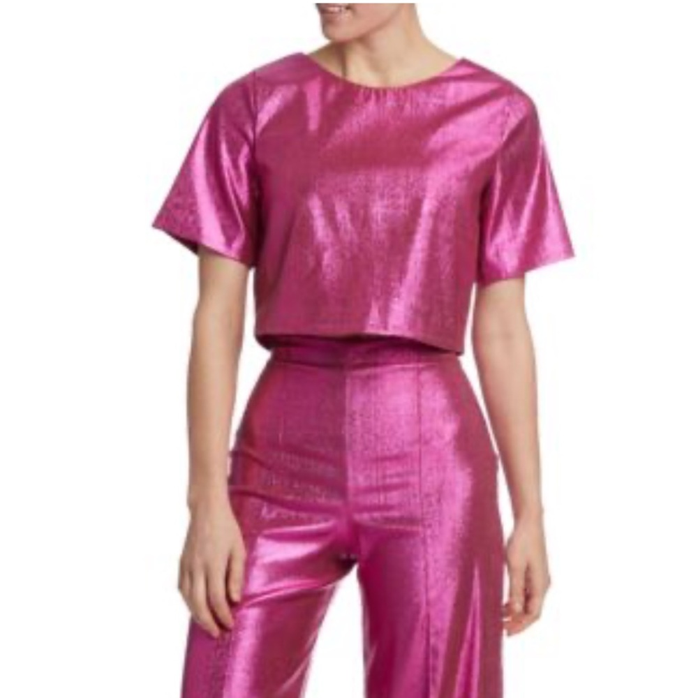 Ripley Radar Matte Fucsia Sequin Short Sleeve Boxy Top Medium